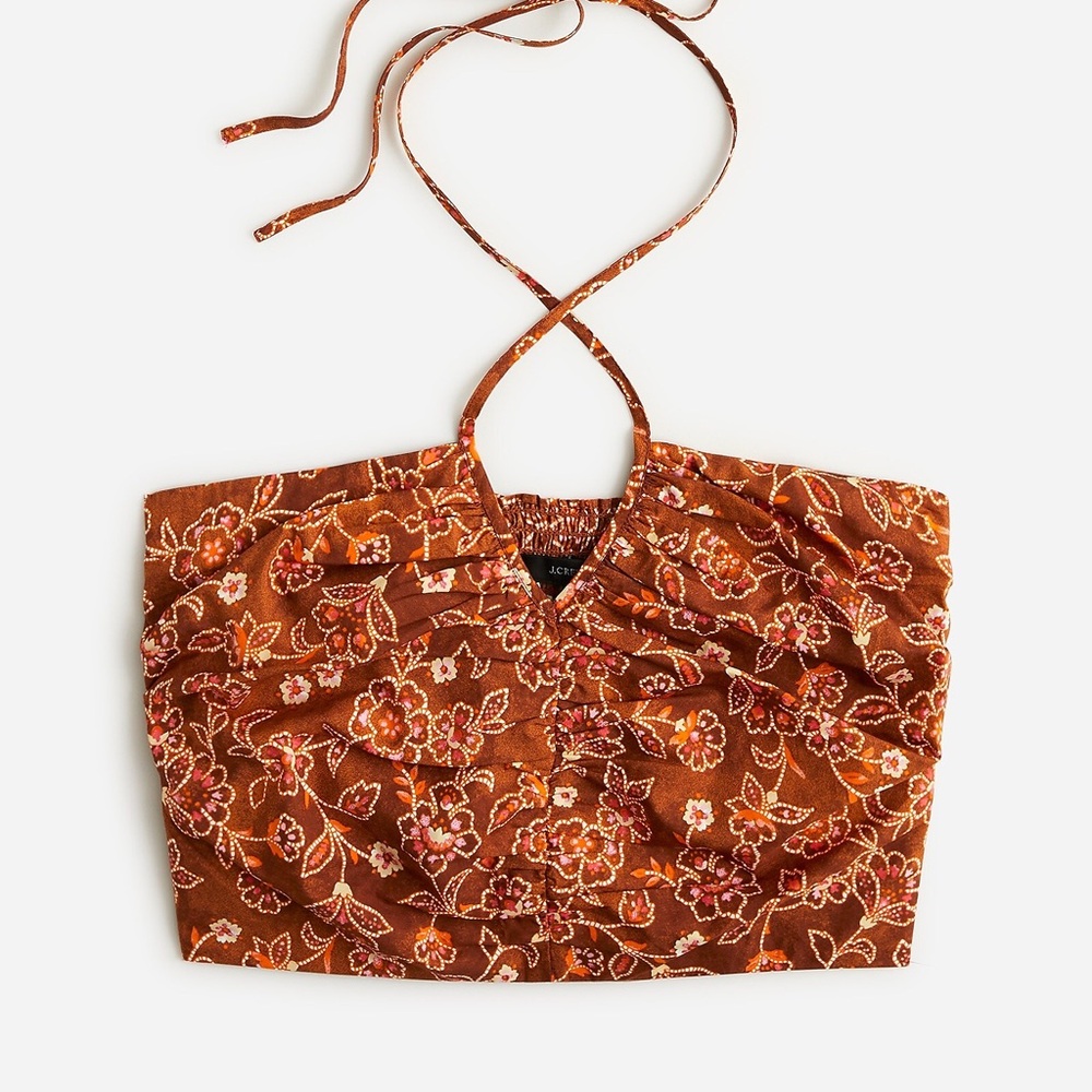 Floral Halter Top in Brown and Red